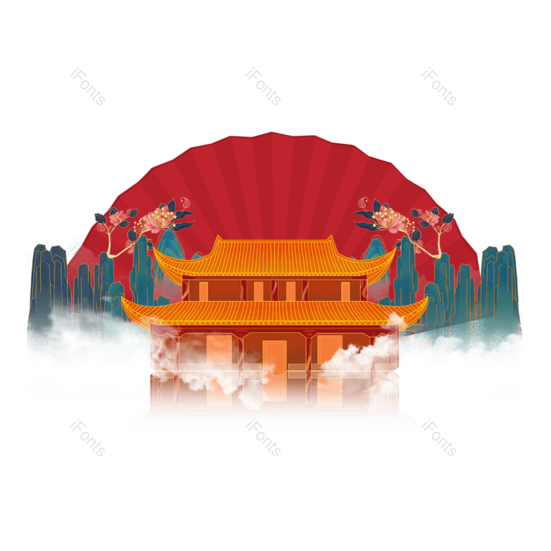 中国风图片,插画元素,建筑PNG,手绘免抠素材